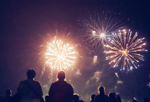 Crowd watching fireworks