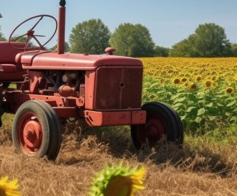 Sunflower meadow, farmer harvesting yellow beauty in nature generated by AI